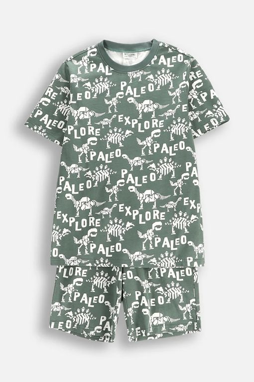 Coccodrillo set de pijama de bumbac pentru copii culoarea verde