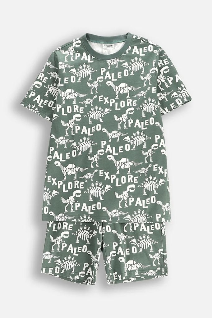 Coccodrillo set de pijama de bumbac pentru copii culoarea verde