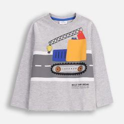 Coccodrillo tricou cu mânecă lungă din bumbac pentru copii culoarea gri
