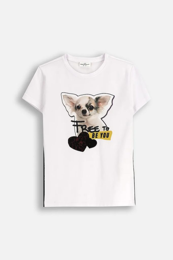 Coccodrillo tricou de bumbac pentru copii culoarea alb