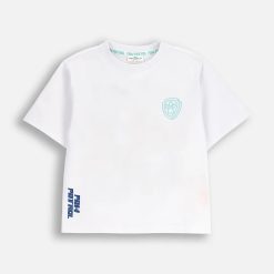 Coccodrillo tricou de bumbac pentru copii culoarea alb