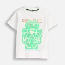 Coccodrillo tricou de bumbac pentru copii culoarea alb