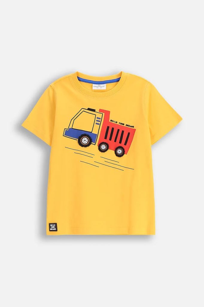 Coccodrillo tricou de bumbac pentru copii culoarea galben