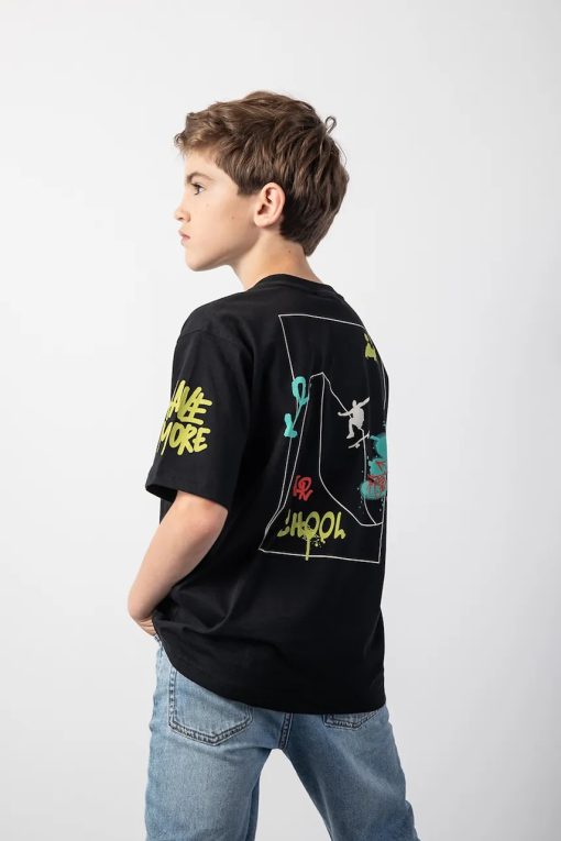 Coccodrillo tricou de bumbac pentru copii culoarea negru