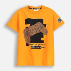 Coccodrillo tricou de bumbac pentru copii culoarea portocaliu