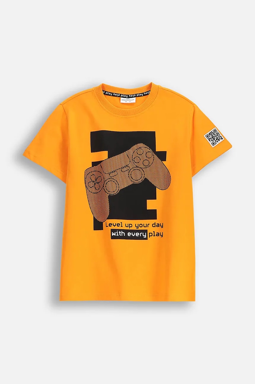 Coccodrillo tricou de bumbac pentru copii culoarea portocaliu