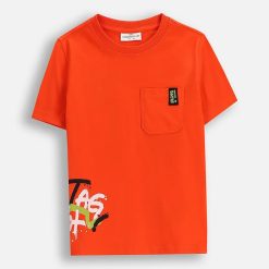 Coccodrillo tricou de bumbac pentru copii culoarea roșu