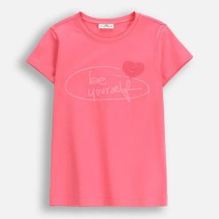 Coccodrillo tricou de bumbac pentru copii culoarea roz