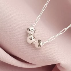 Colier Legaturi Pretioase - 3 bilute personalizate cu nume - Lantisor cu zale dreptunghiulare - Argint 925-Toate >> Argint 925 >> Lantisoare Argint >> Noutati