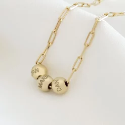 Colier Legaturi Pretioase - 3 bilute personalizate cu nume - Lantisor cu zale dreptunghiulare - Argint 925 placat cu Aur Galben 18K-Toate >> Argint 925 >> Lantisoare Argint >> Noutati