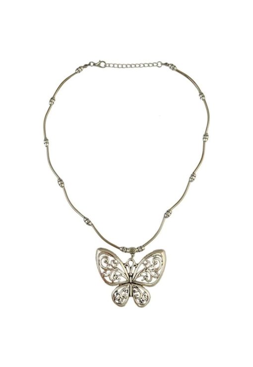 Colier argintiu - cu pandantiv in forma de fluture - Laura C27 --FEMEI/GENTI SI ACCESORII/Bijuterii-GENTI SI ACCESORII/Bijuterii