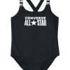 Converse costum de baie dintr-o bucată pentru bebeluși culoarea negru