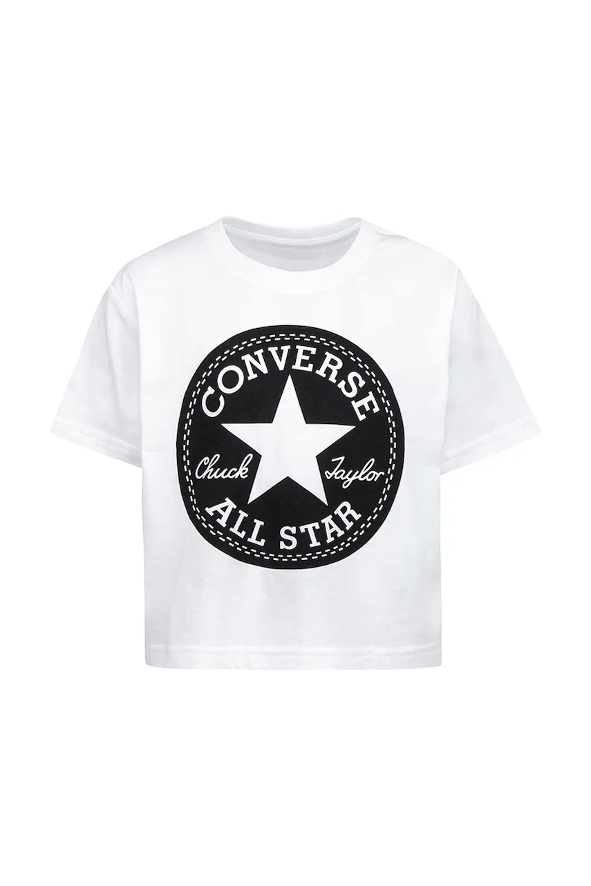 Converse tricou de bumbac pentru copii culoarea alb