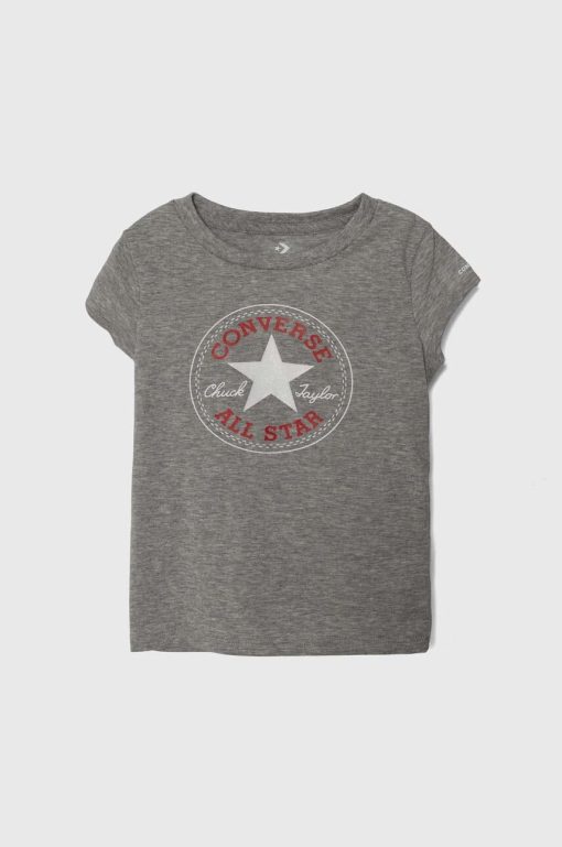Converse tricou de bumbac pentru copii culoarea gri-Îmbrăcăminte