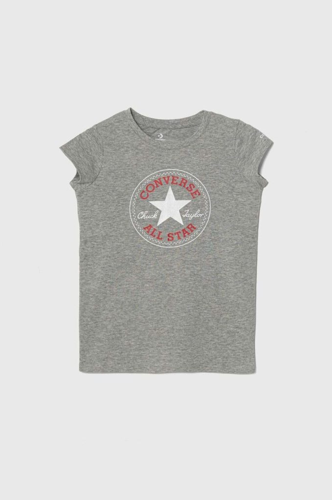 Converse tricou de bumbac pentru copii culoarea gri-Îmbrăcăminte