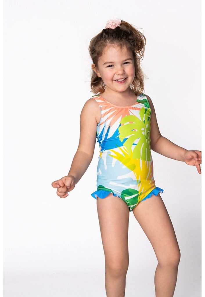 Costum de baie intreg cu model tropical-FETE/IMBRACAMINTE/Costume de baie-IMBRACAMINTE/Costume de baie