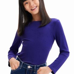 Desigual longsleeve din bumbac pentru copii culoarea albastru marin-Îmbrăcăminte