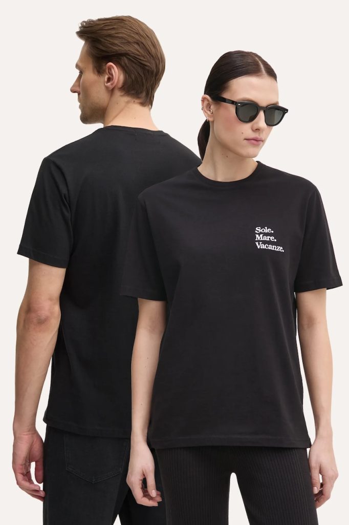 Drivemebikini tricou din bumbac Sole Mare Vacanze culoarea negru