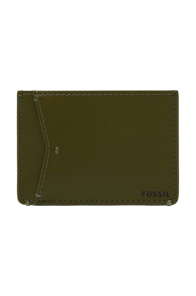 Fossil card holder culoarea verde-Portofele
