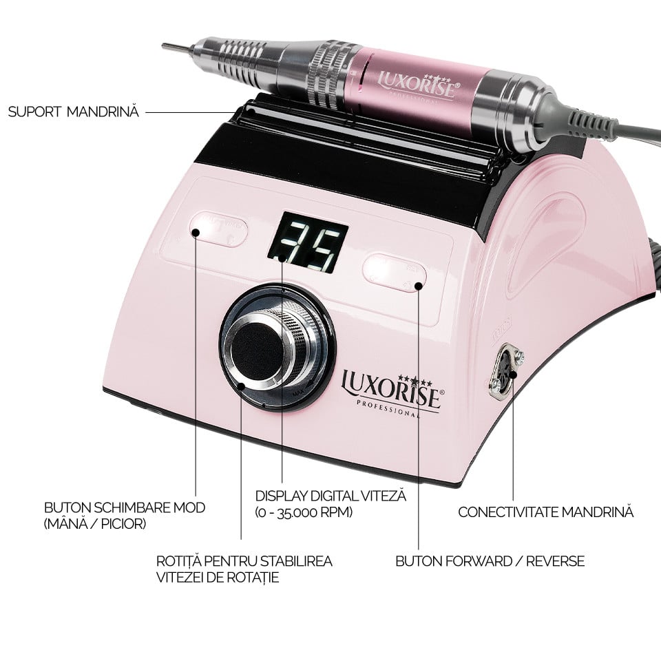Freza unghii profesionala Energy PRO LUXORISE 35.000 RPM Pink 4