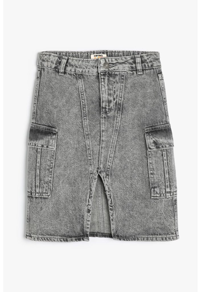 Fusta de denim cu slit frontal-FETE/IMBRACAMINTE/Fuste-IMBRACAMINTE/Fuste