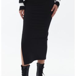 Fusta midi cambrata cu slit lateral-FEMEI/IMBRACAMINTE/Fuste-IMBRACAMINTE/Fuste