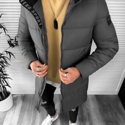 Geaca barbati de iarna  imblanita  gri A08 60-2-Geci barbati > Geci iarna