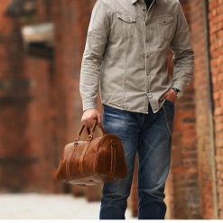 Geanta de calatorie unisex Nyro GT3305 piele naturala Maro 7