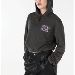 Hanorac crop cu imprimeu text-FEMEI/IMBRACAMINTE/Hanorace-IMBRACAMINTE/Hanorace