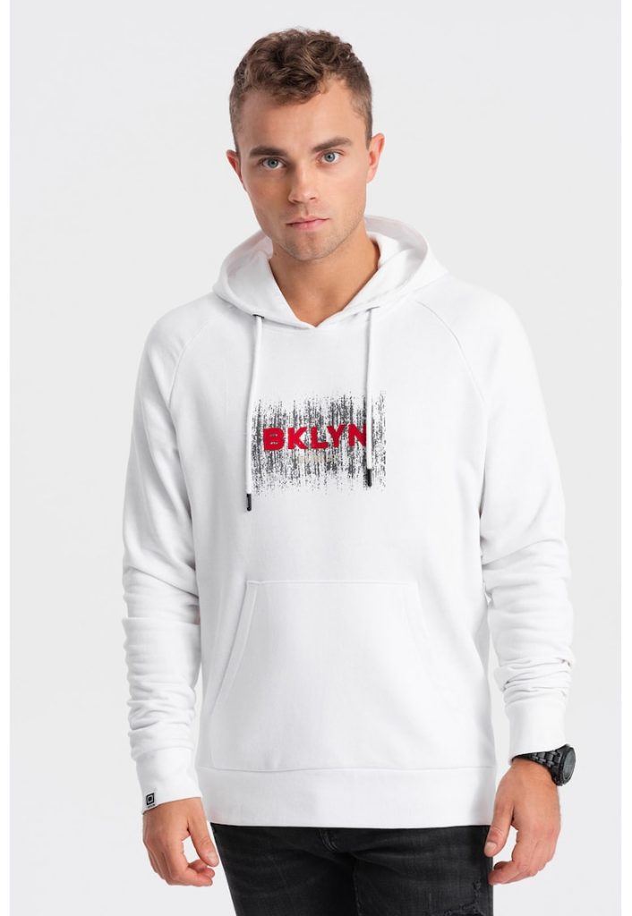 Hanorac din amestec de bumbac cu imprimeu grafic-BARBATI/IMBRACAMINTE/Hanorace-IMBRACAMINTE/Hanorace