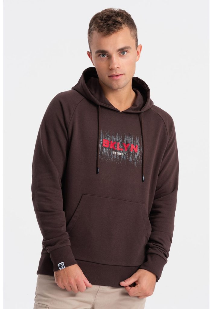 Hanorac din amestec de bumbac cu imprimeu grafic-BARBATI/IMBRACAMINTE/Hanorace-IMBRACAMINTE/Hanorace