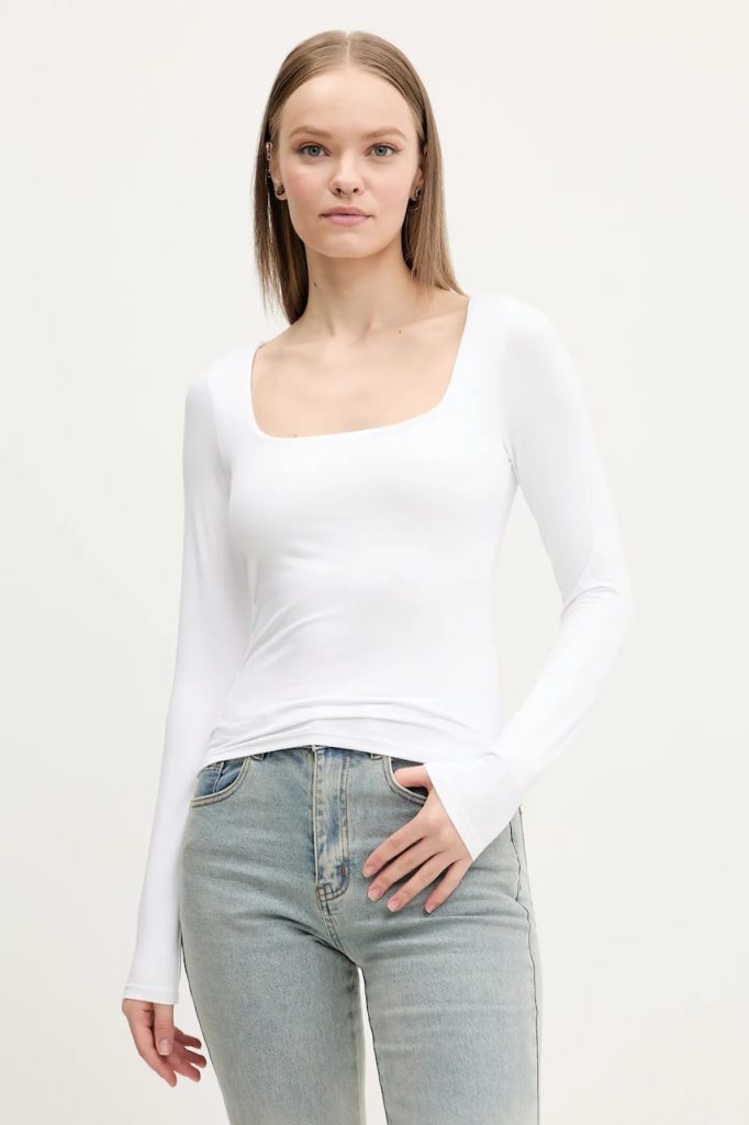 Hollister Co. longsleeve culoarea alb
