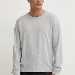 Hollister Co. longsleeve din bumbac culoarea gri