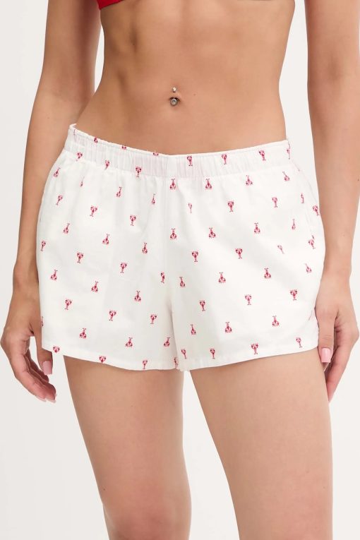 Hollister Co. pantaloni scurți de pijama din bumbac culoarea alb