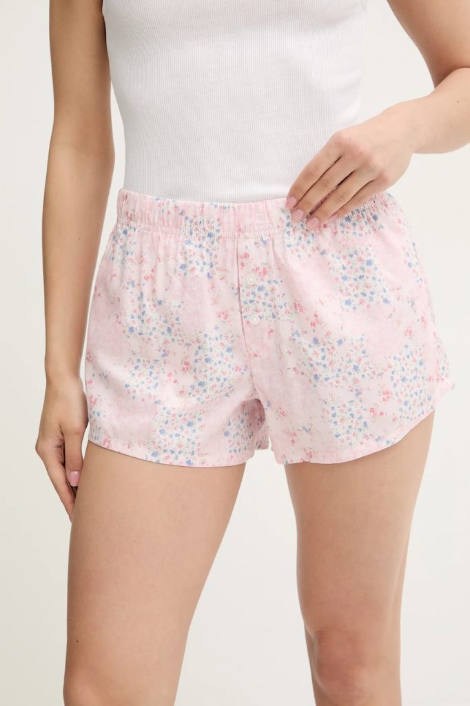 Hollister Co. pantaloni scurți de pijama din bumbac culoarea roz