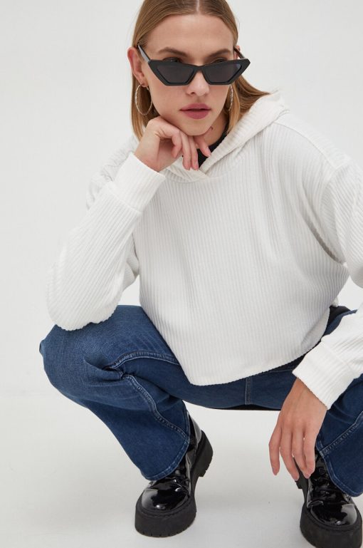 Hollister Co. pulover culoarea alb