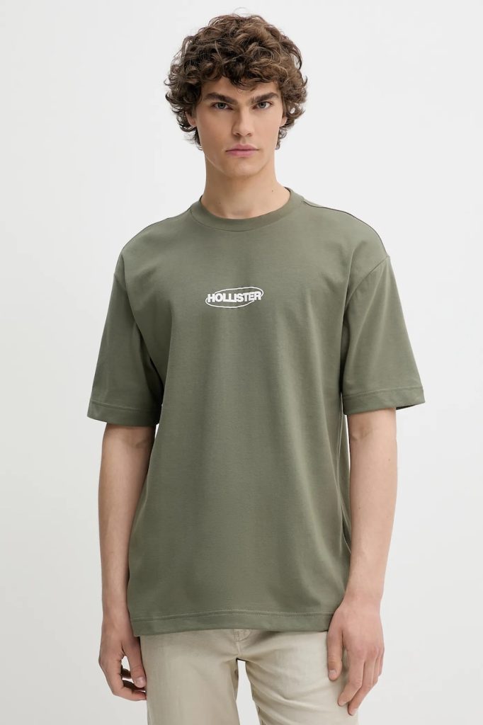 Hollister Co. tricou culoarea verde