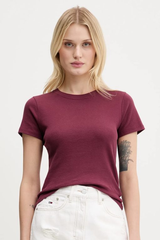 Hollister Co. tricou din bumbac culoarea bordo