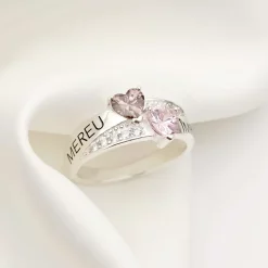 Inel Destine Unite - 2 nume si Cristale Zirconia - Argint 925-Toate >> Argint 925 >> Inele Argint >> Noutati