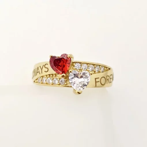 Inel Destine Unite - 2 nume si Cristale Zirconia - Argint 925 placat cu Aur 18K-Toate >> Argint 925 >> Inele Argint >> Noutati