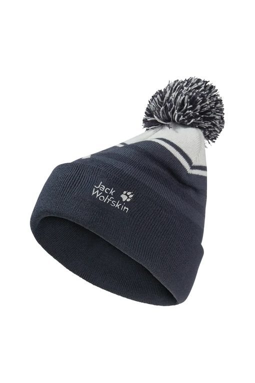 Jack Wolfskin căciulă copii STRIPY POMPOM BEANIE K culoarea bleumarin