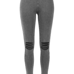 Jeggings cu rupturi decorative in zona genunchilor-FEMEI/IMBRACAMINTE/Salopete-IMBRACAMINTE/Salopete
