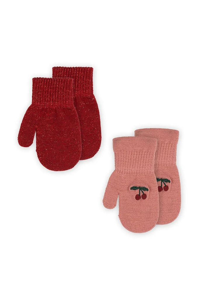 Konges Sløjd manusi cu un amestec de lana pentru copii 2 PACK MITTENS 2-pack culoarea negru