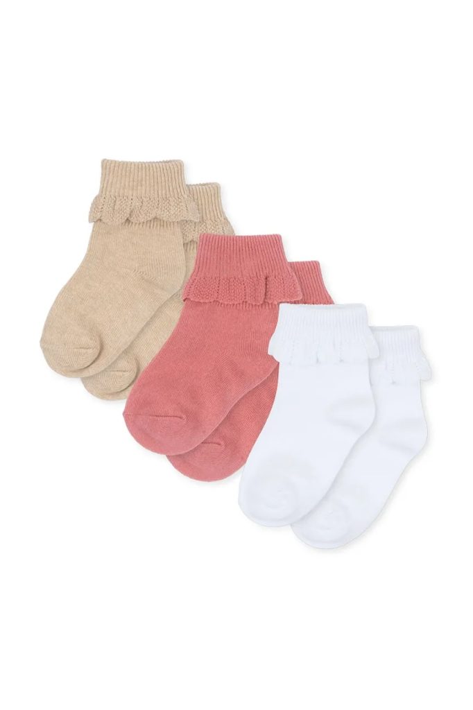 Konges Sløjd sosete copii 3 PACK FRILL SOCKS 3-pack culoarea bej