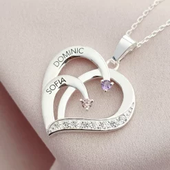 Lantisor Inima cu Poveste - 2 nume si Cristale Zirconia - Argint 925-Toate >> Argint 925 >> Lantisoare Argint >> Noutati