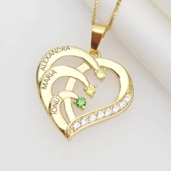 Lantisor Inima cu Poveste - 3 nume si Cristale Zirconia - Argint 925 placat cu Aur 18K-Toate >> Argint 925 >> Lantisoare Argint >> Noutati