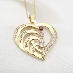 Lantisor Inima cu Poveste - 4 nume si Cristale Zirconia - Argint 925 placat cu Aur 18K-Toate >> Argint 925 >> Lantisoare Argint >> Noutati