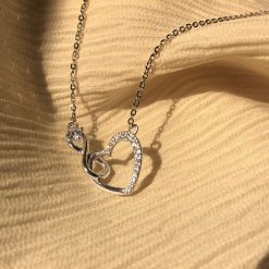 Lantisor argint 925 JW641 model inimioara cu zirconiu placat cu rodiu 4