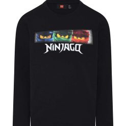 Lego longsleeve din bumbac pentru copii culoarea negru