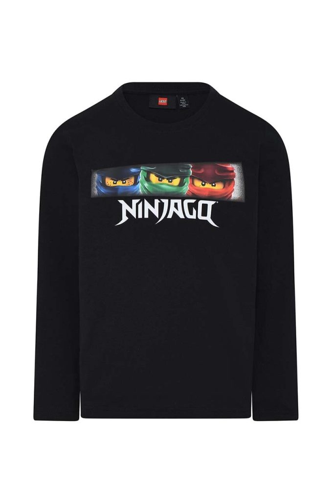 Lego longsleeve din bumbac pentru copii culoarea negru